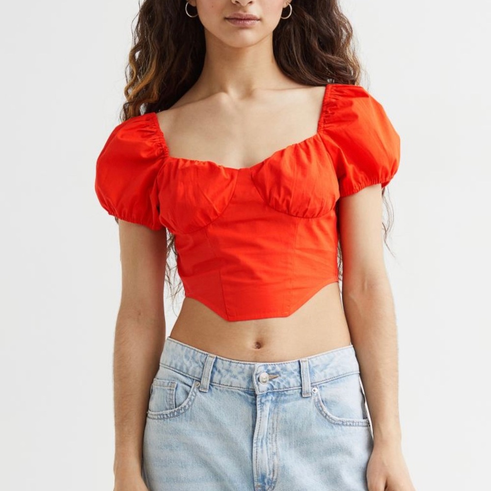 H&M Orange Cropped Bustier Crop Top Corset Top